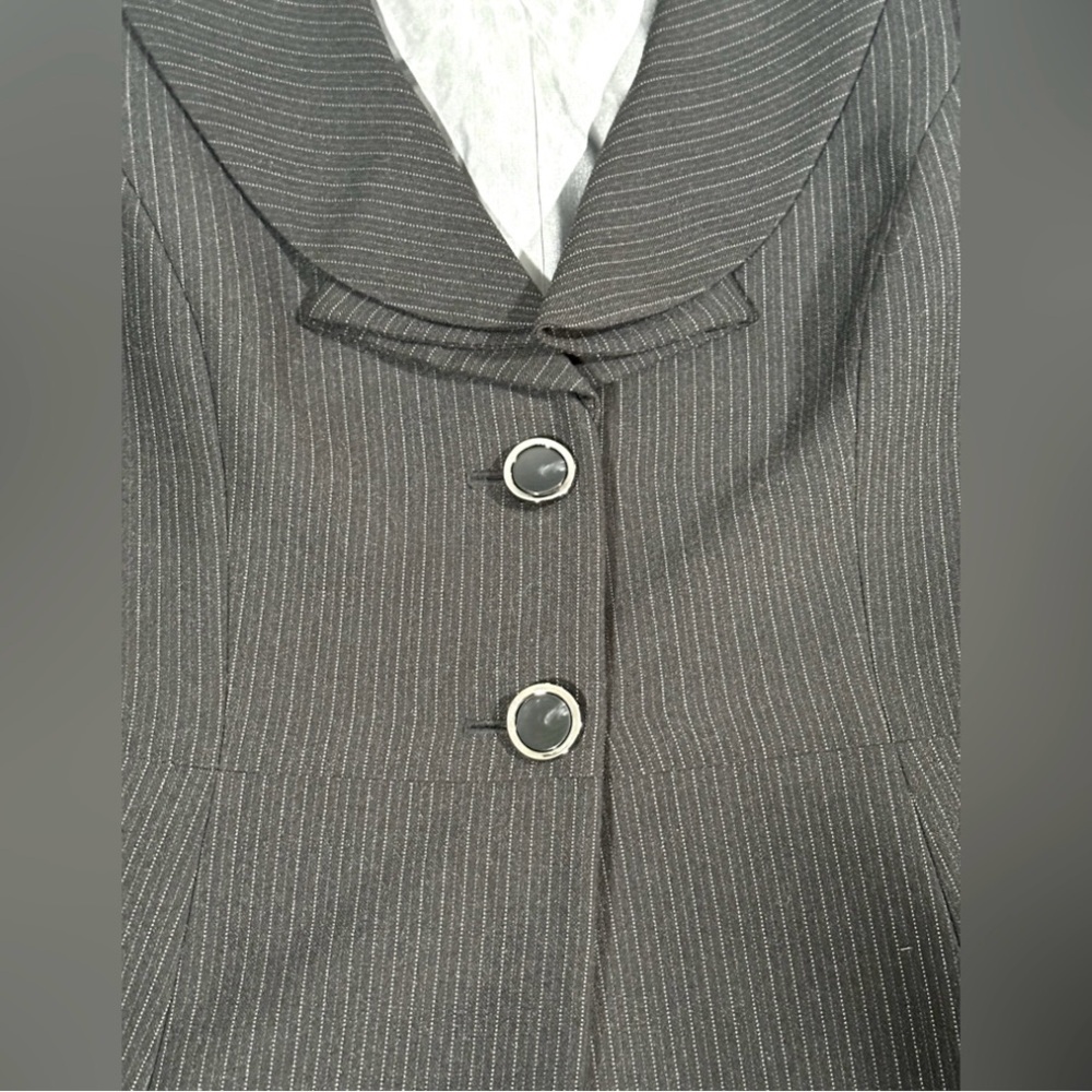 TAHARI ASL Blazer Jacket Black White Pinstripes Button Down Long Sleeve Size 4 - Picture 4 of 12